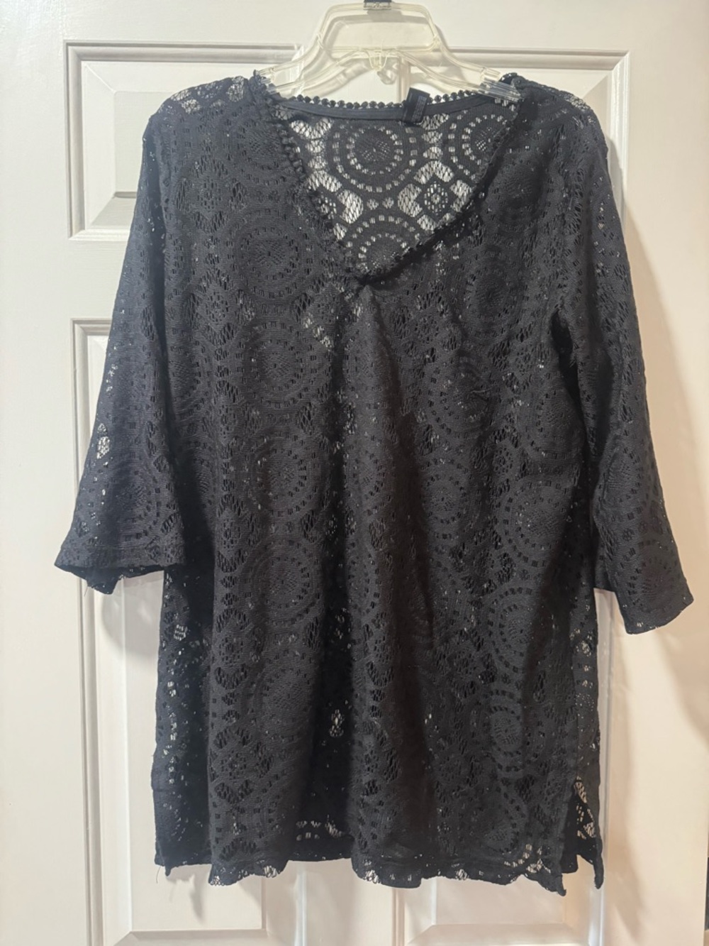 a.n.a Black Crochet Lace Swim Coverup Tunic